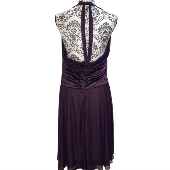 DB STUDIO - dark purple dress with sheer paneling. Perfect for occasions, sz 16 - Picture 9 of 15